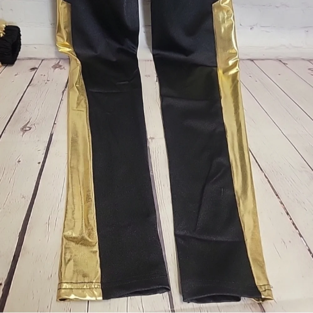 Weissman Dance Costume Jumpsuit With Jacket Black Gold White Style 14753 Child L